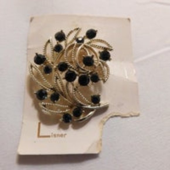 Lisner Jewelry - LISNER Blue Rhinestone Brooch Vintage